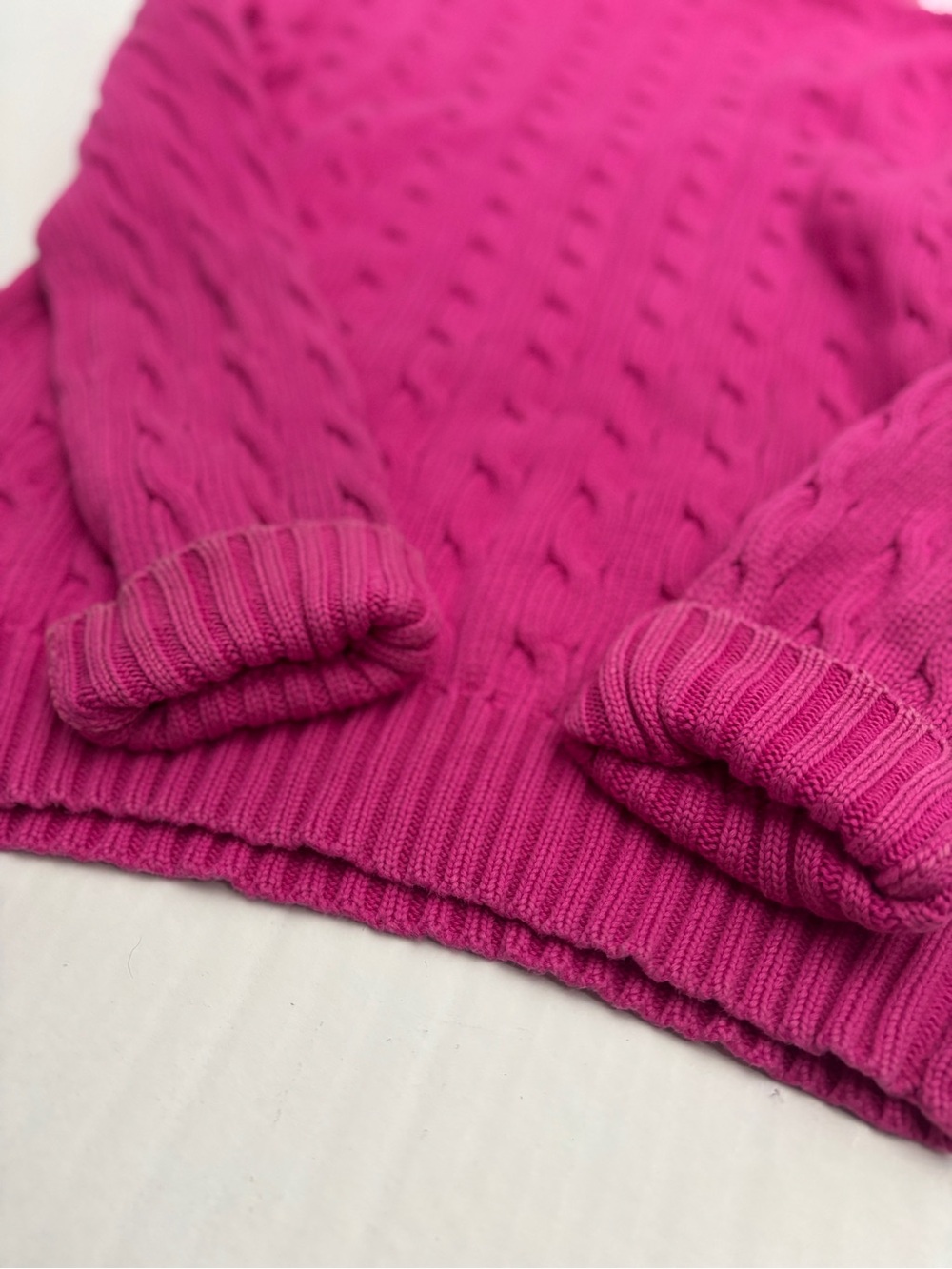 Ralph Lauren Pink Cable Knit V-Neck Sweater Medium - Picture 8 of 9